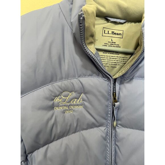 LL Bean Women's Large Goose Down Coat Puffer Jacket Collared Zip Up - Picture 4 of 6